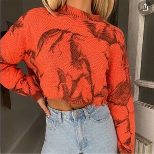 Tiger mist brown and orange cropped sweater. Size small. Worn once